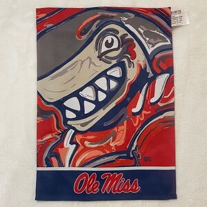 🆕 Evergreen Ole Miss University of Mississippi Rebels Shark Team Flag 18 x 12.5